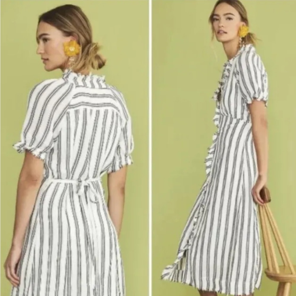 Pilcro Anthropologie Ruffle-Collar Buttondown Dress size 8 Medium